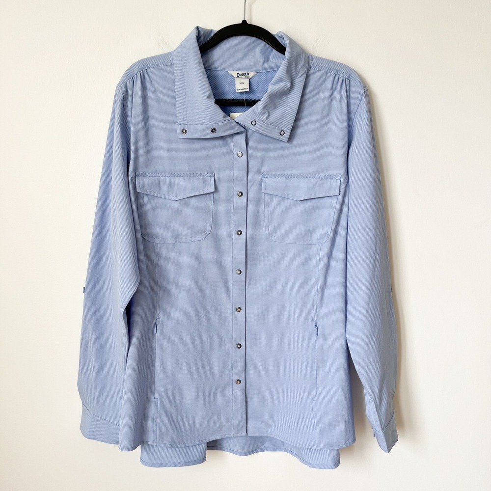 NEW Duluth Trading Sol Survivor Sun Protection‎ Shirt Jacket UPF 50 XXL Blue
